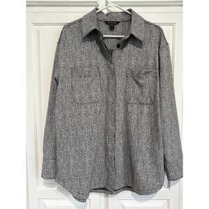 Athleta Shirt Jacket Women’s Size Medium Textured Button Up Braiden Black White